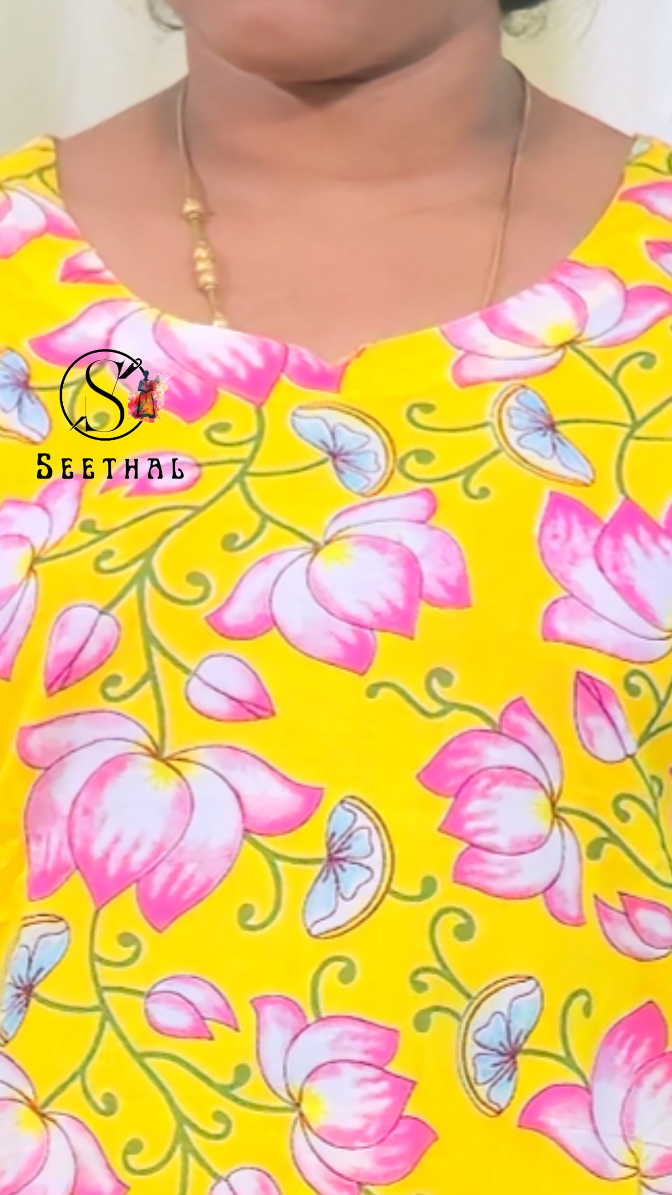 Yellow Hand Block Printed Cotton Mid Length Kurti With Trouser Co-Ord Set