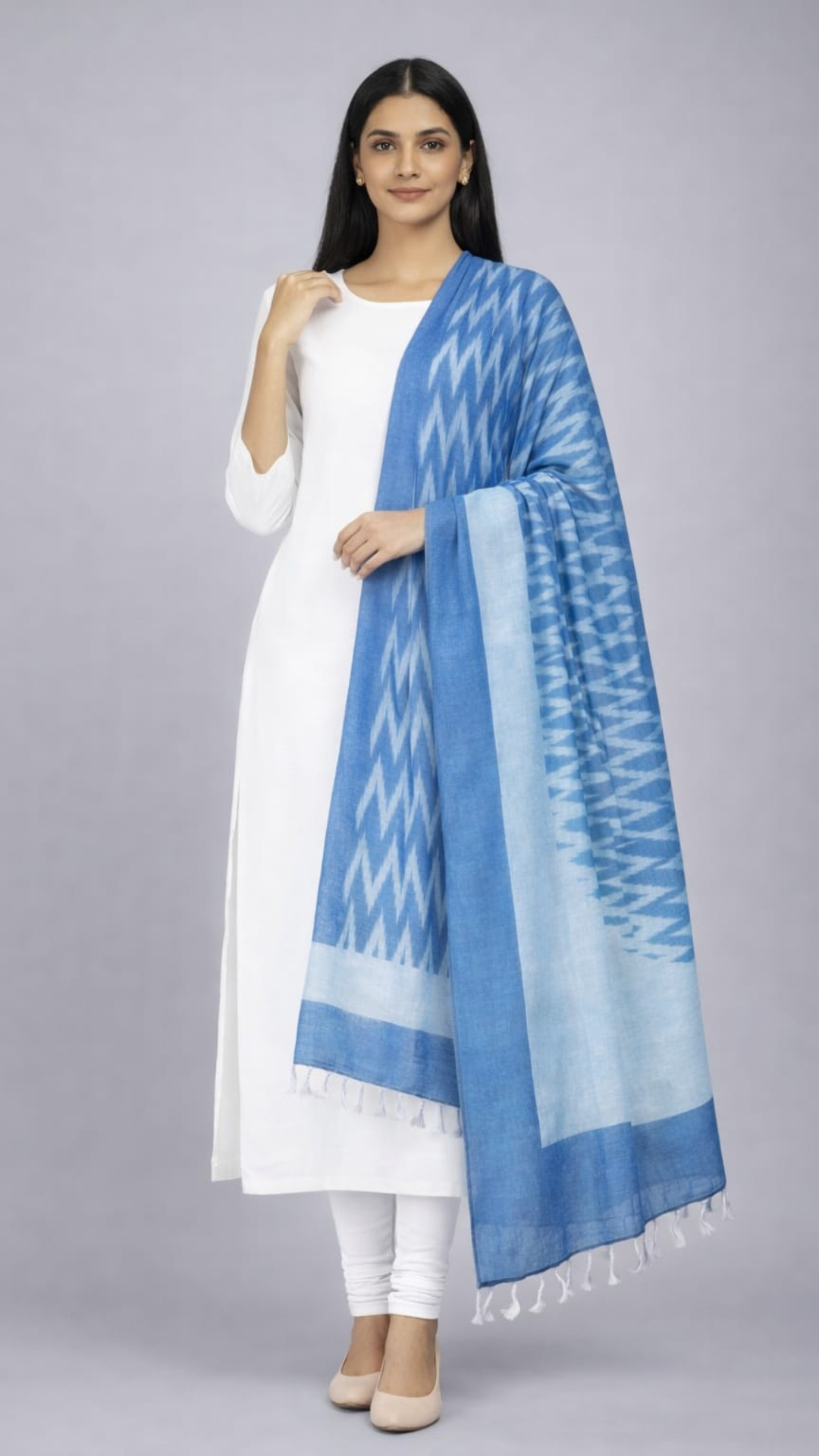 Blue Ikkat Dupatta - 2.5 Mtr