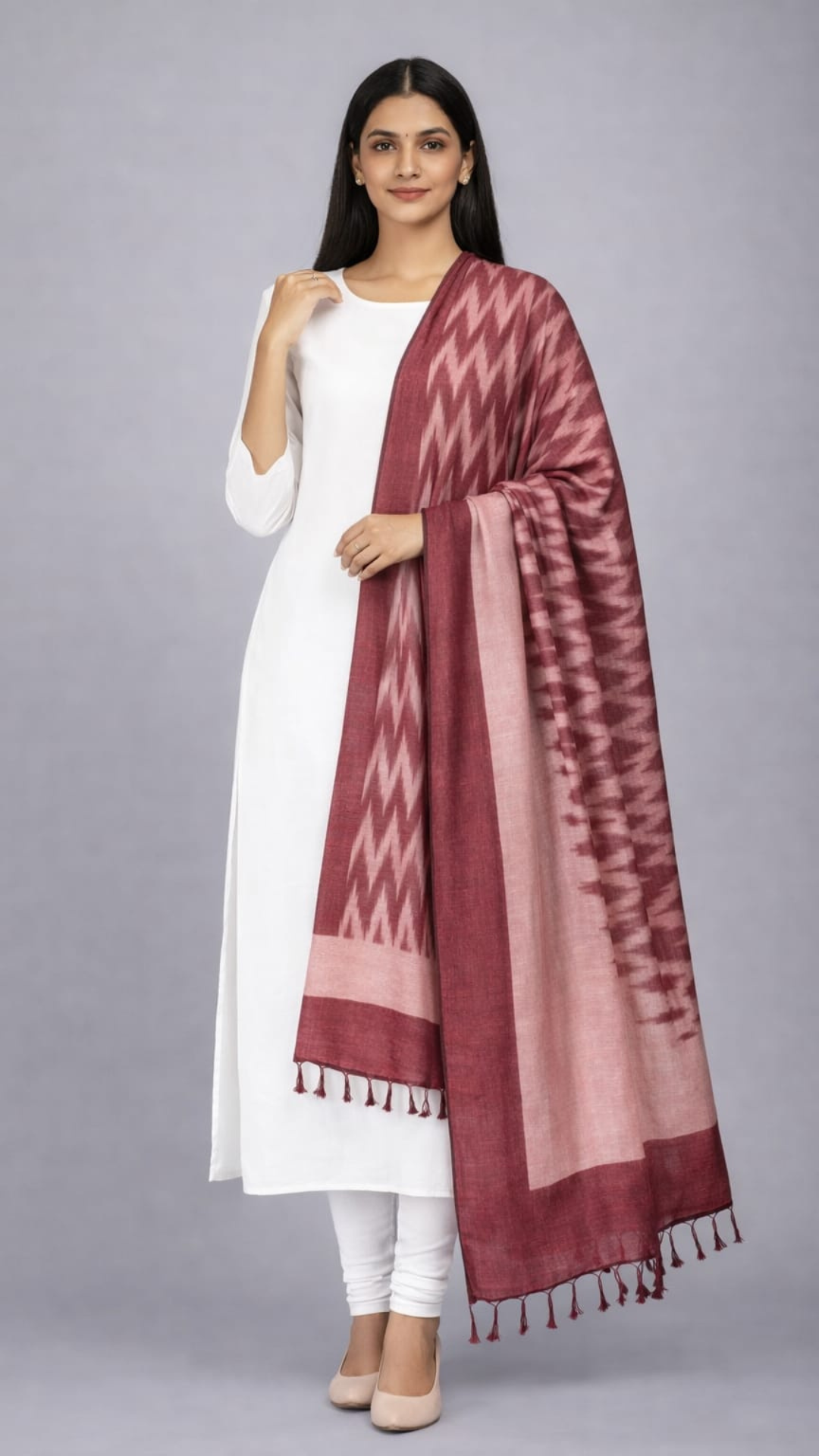 Brown Ikkat Dupatta - 2.5 Mtr