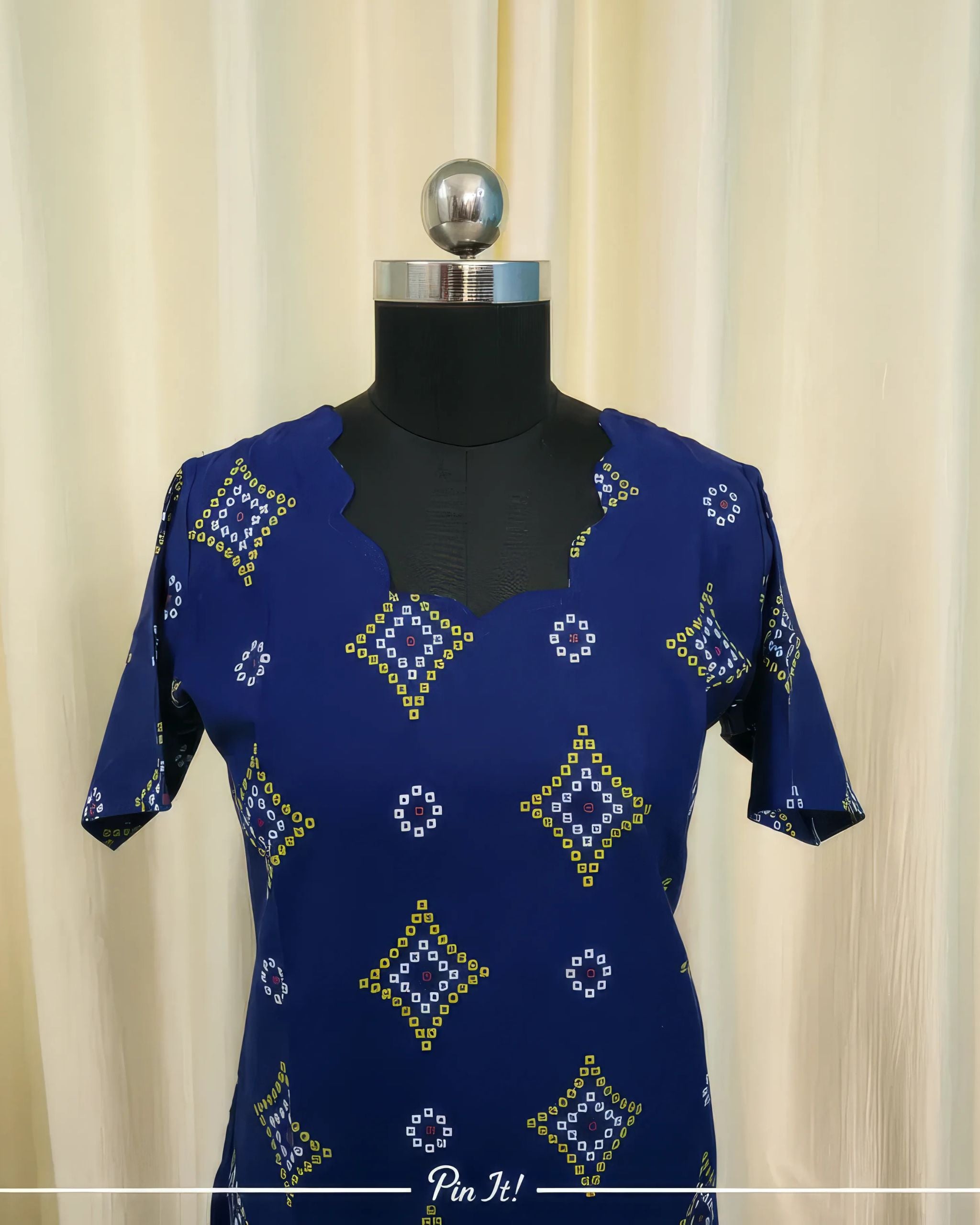 Blue Stripes Cotton Half Sleeve Kurti | 40–42 Inch Length | Comfort Fit with 4-Inch Hip Ease | Sizes S to 5XL