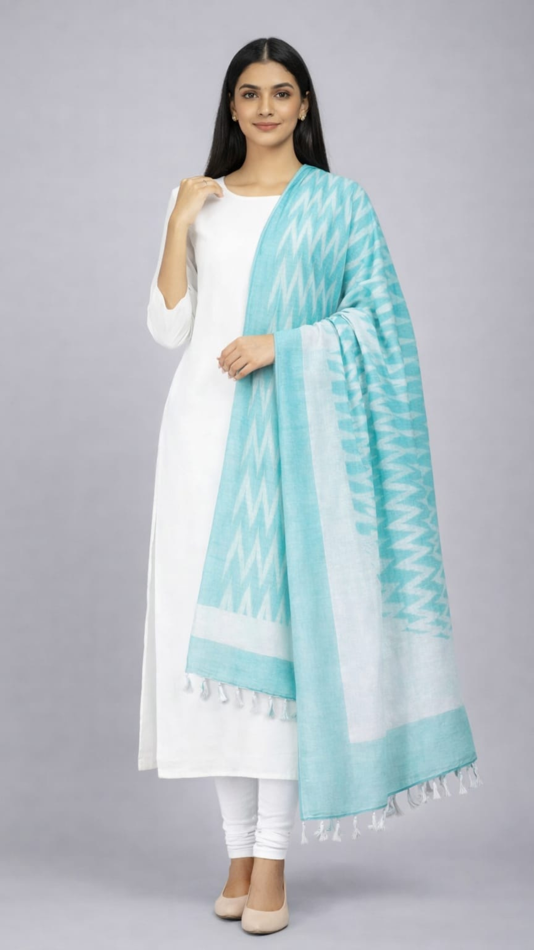Green Ikkat Dupatta - 2.5 Mtr