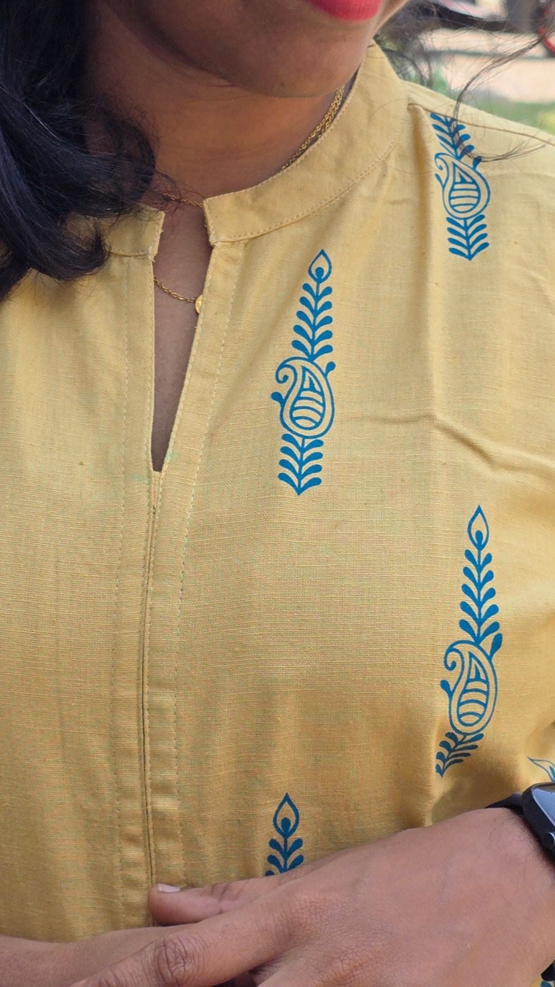 Skin Cotton Flex Kurti for Women | Half & Half Printed Straight Kurta with Mandarin Collar