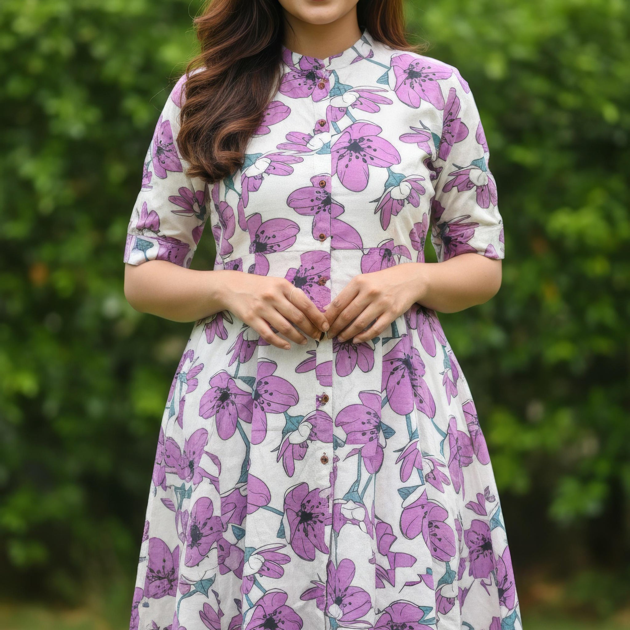 Purple Cotton Flex A-Line Co-Ord Set