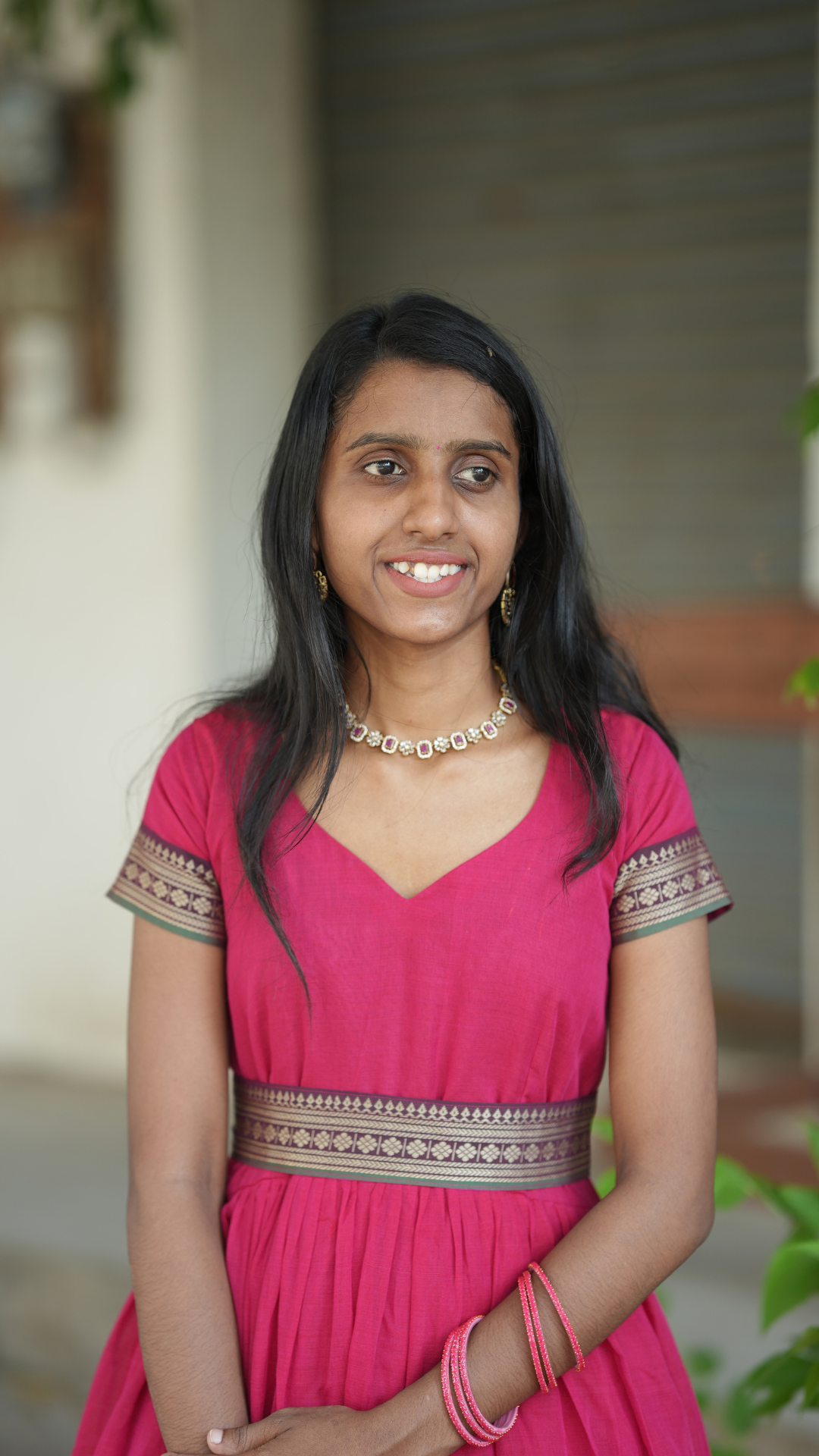 Pinking Red Narayanpet Maxi with Dupatta - Festive Edit