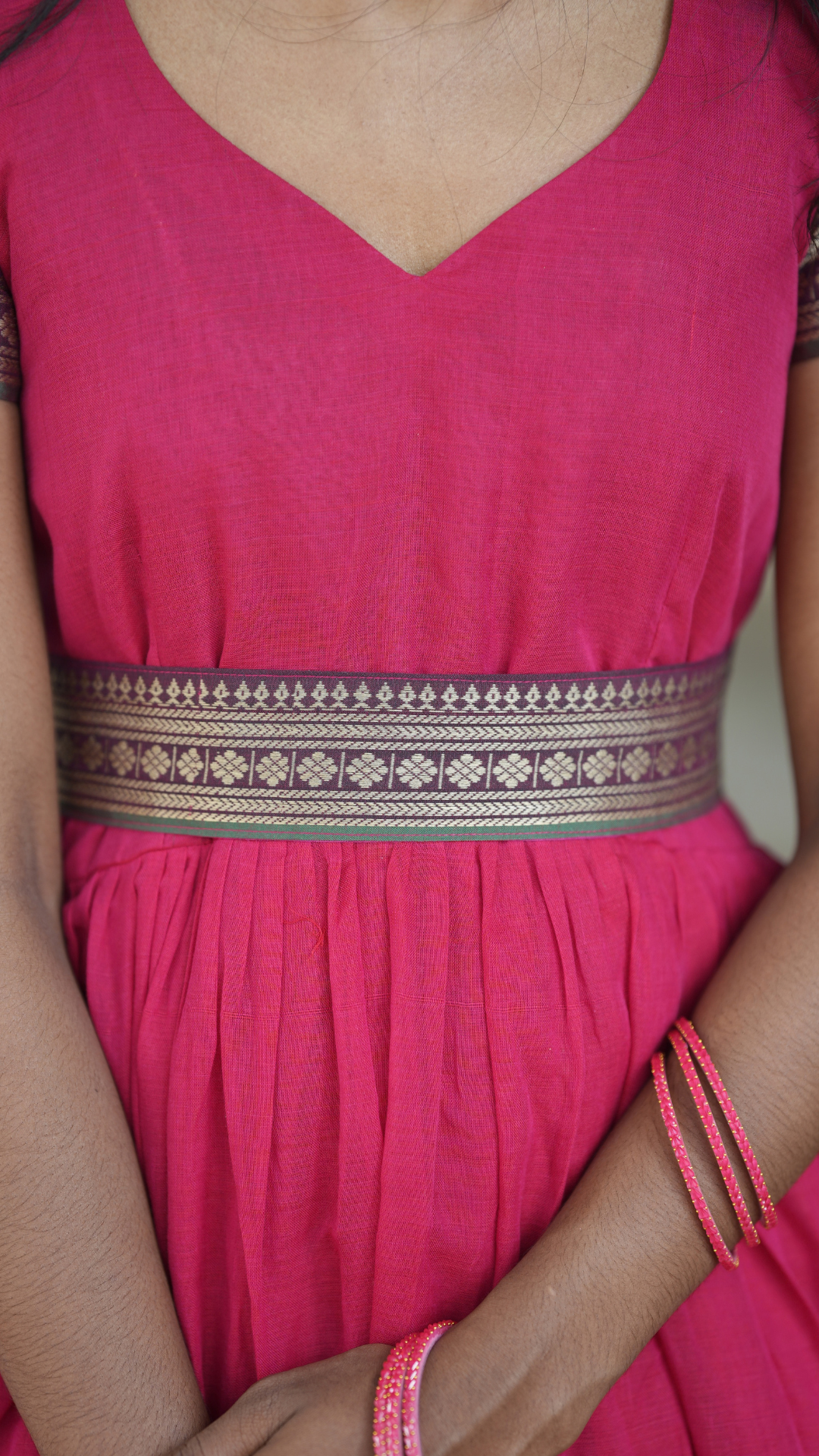 Pinking Red Narayanpet Maxi with Dupatta - Festive Edit