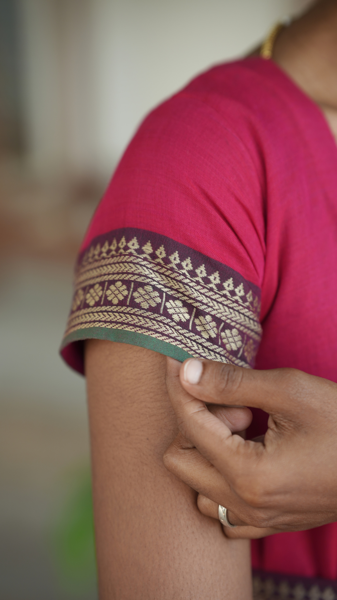 Pinking Red Narayanpet Maxi with Dupatta - Festive Edit