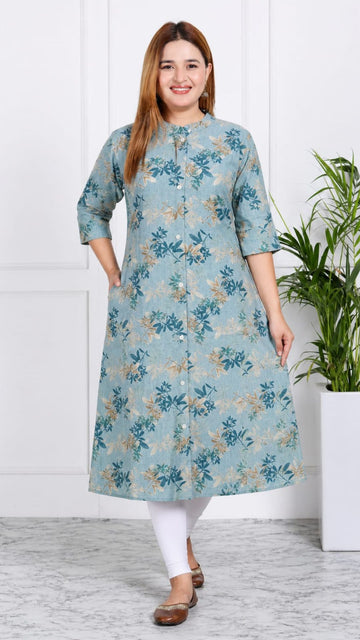 Light Green Modal Silk  Princess Cut Side Closed Kurta  (Only Kurta)