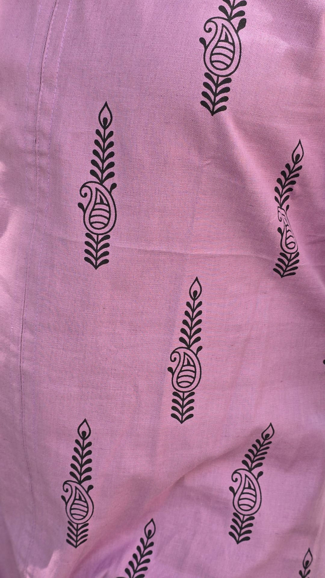 Lavender Cotton Flex Kurti for Women | Half & Half Printed Straight Kurta with Mandarin Collar