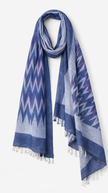 Ink Blue Ikkat Dupatta - 2.5 Mtr