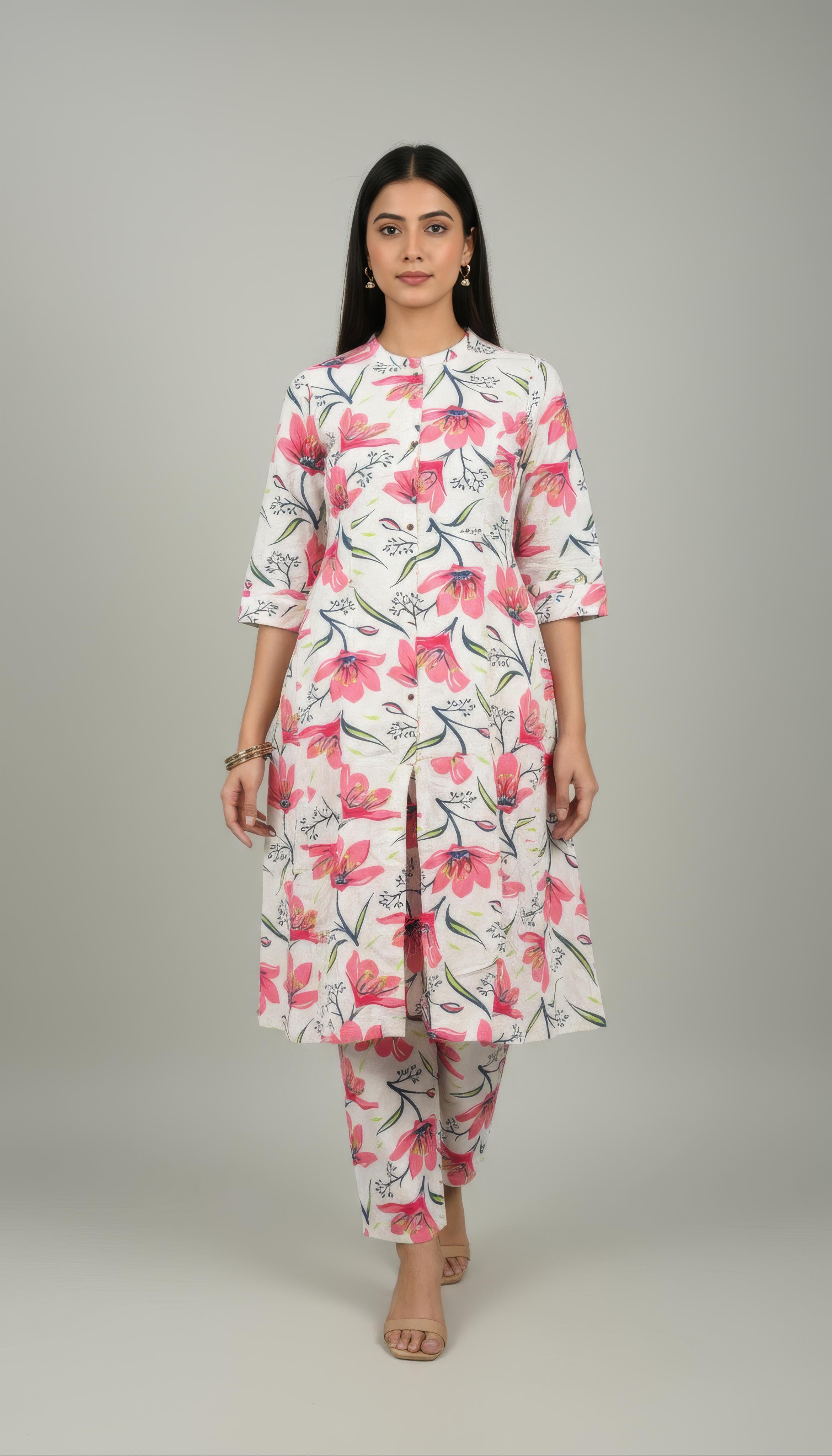 Red Cotton Flex Aline Co-Ord Set for Women | Office & Daily Wear