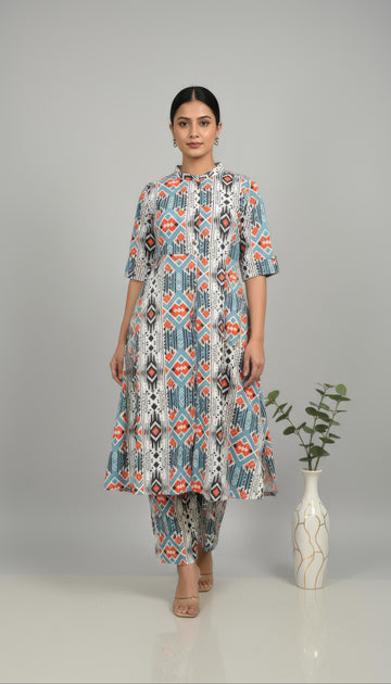 Green Cotton Flex Aline Co-Ord Set for Women | Office & Daily Wear