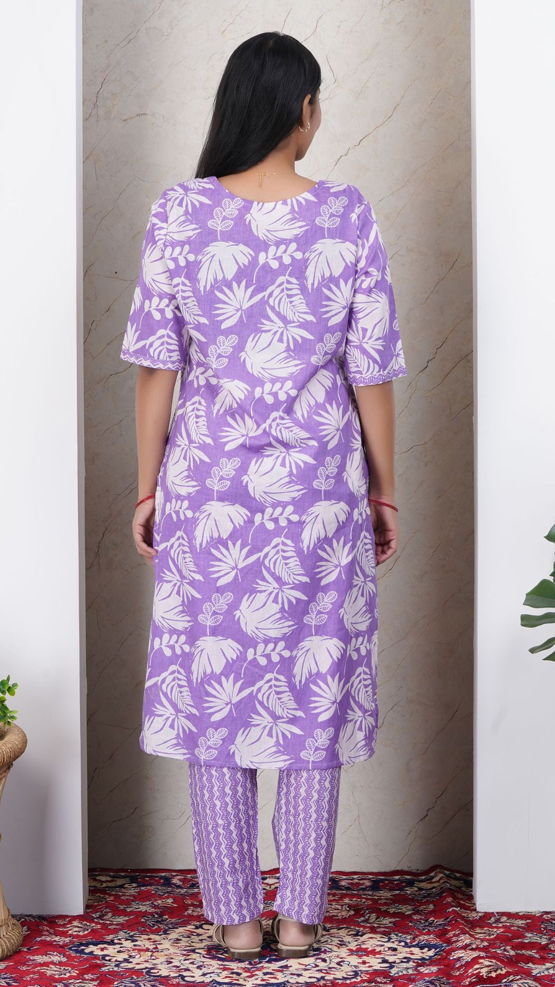 Light Lavender  Soft Printed Cotton Kurta Set for Women | Office & Daily Wear