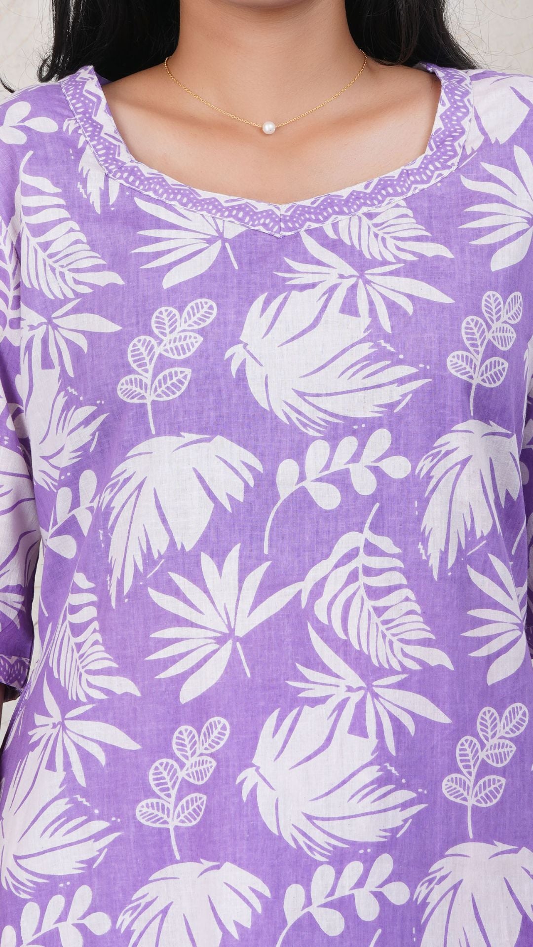 Light Lavender  Soft Printed Cotton Kurta Set for Women | Office & Daily Wear