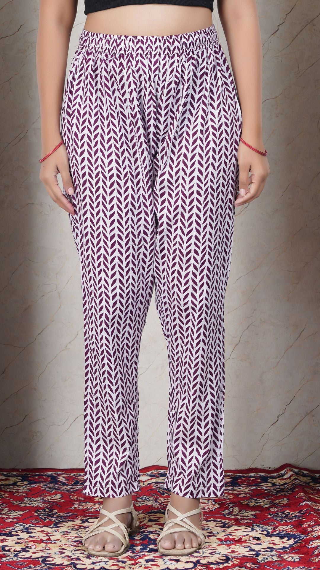 Dark Purple Soft Printed Cotton Kurta Pant  (Only Bottom)