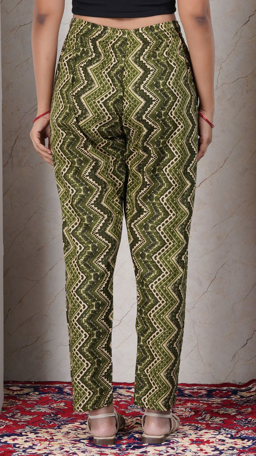 Mehndi Green Soft Printed Cotton Kurta Pant (Only Bottom)