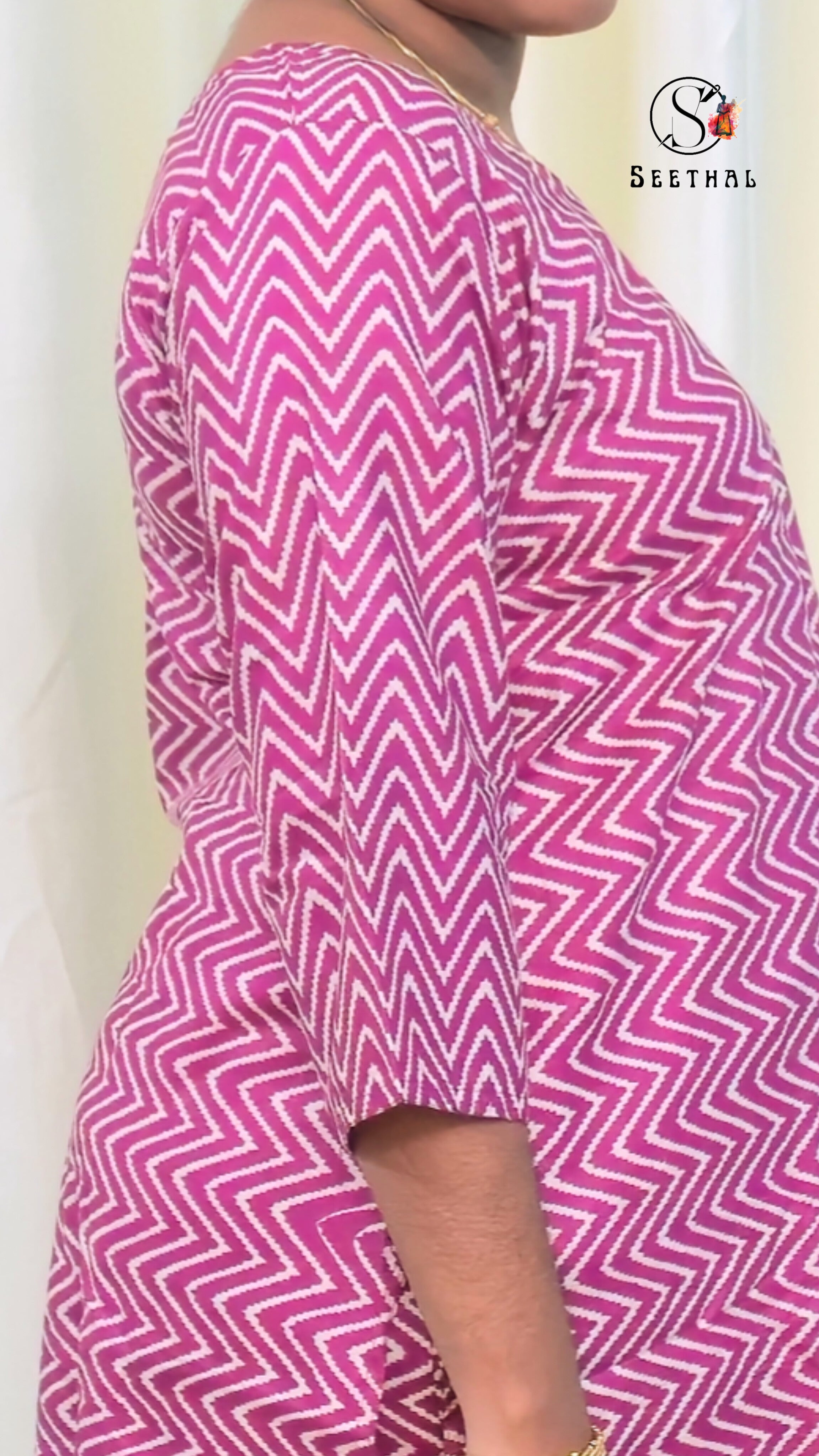 Dark Pink Hand Block Printed Cotton Lounge Wear