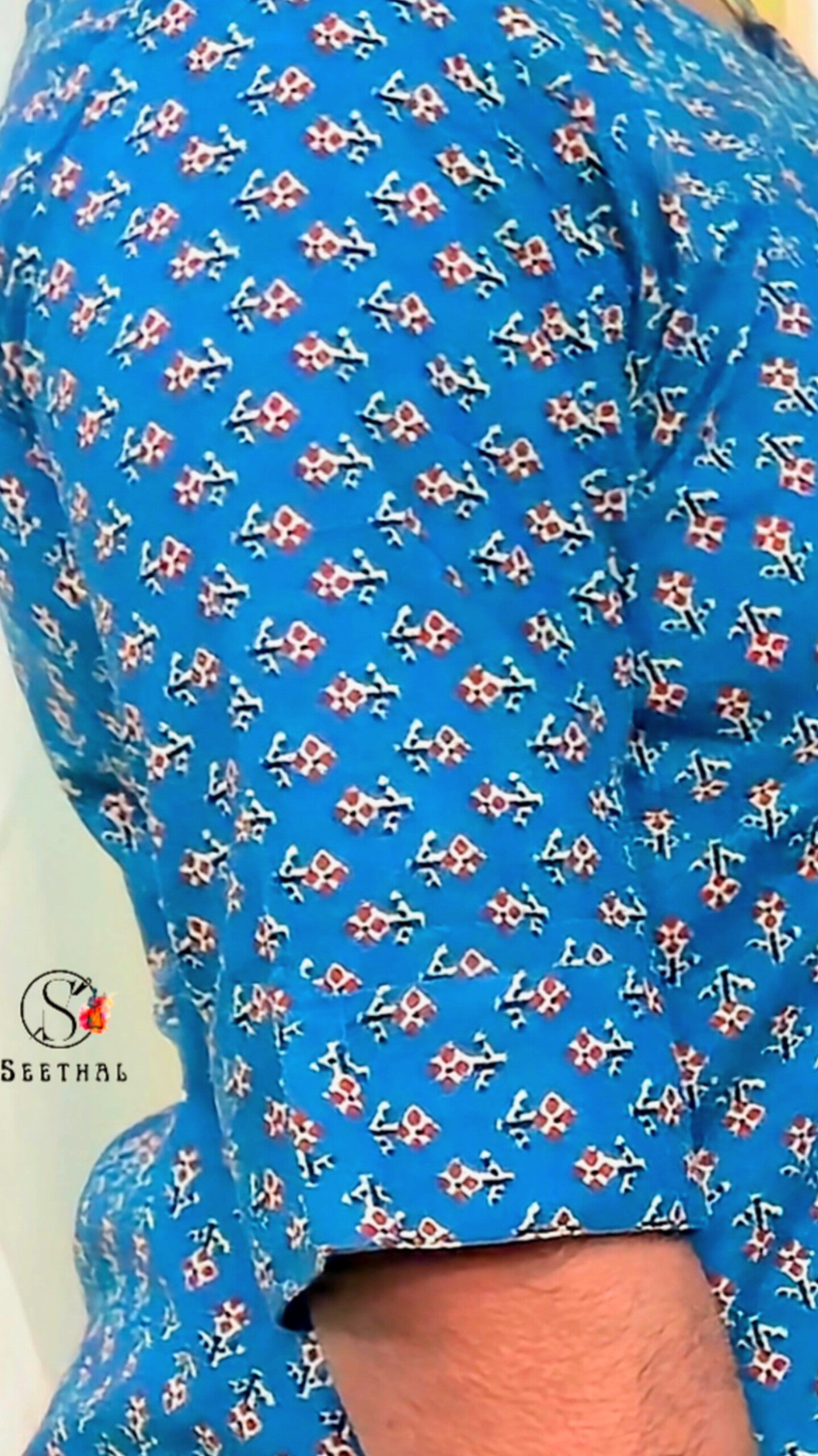 Peacock Blue Hand Block Printed Cotton Lounge Wear