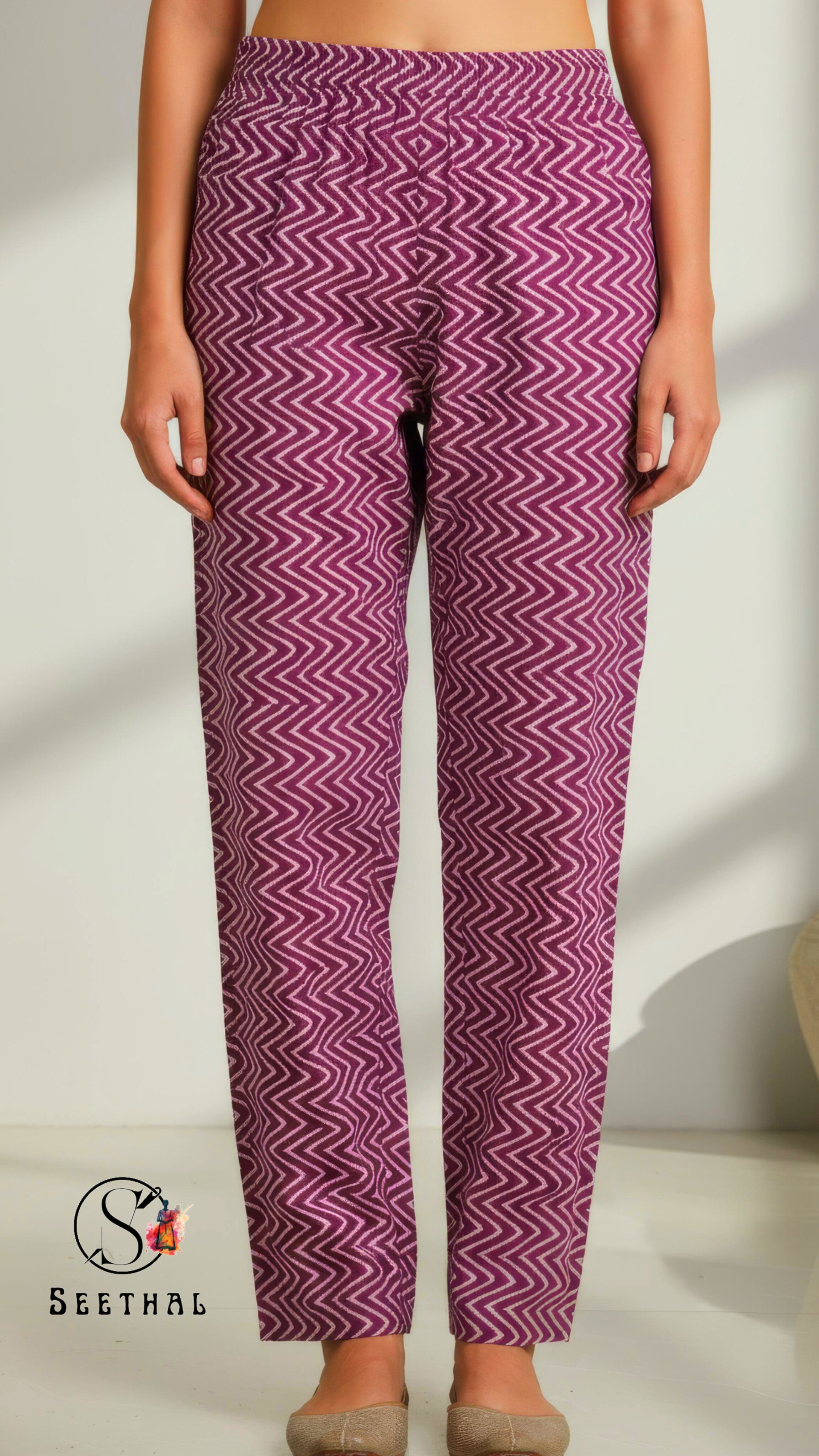 Dark Pink Hand Block Printed Cotton Lounge Wear