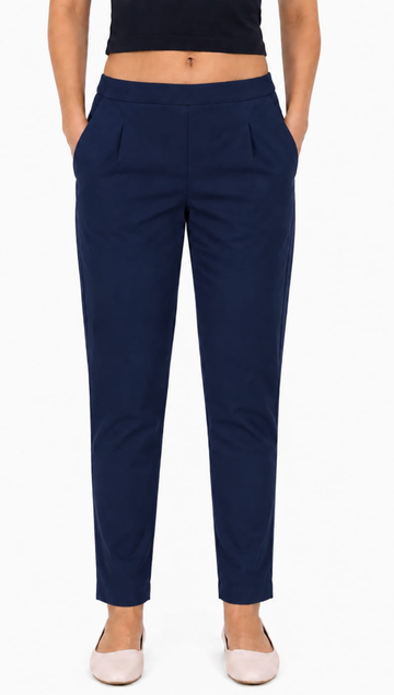 Navy Blue Pure Cotton Straight Kurta Pant - Zero Shrinkage Bottoms