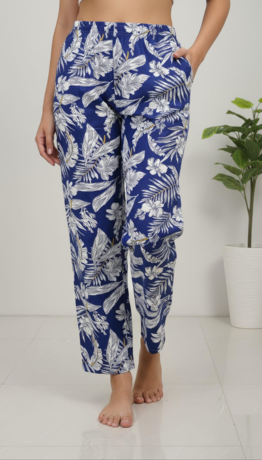 Ink Blue Cotton Flex Mini Palazzo