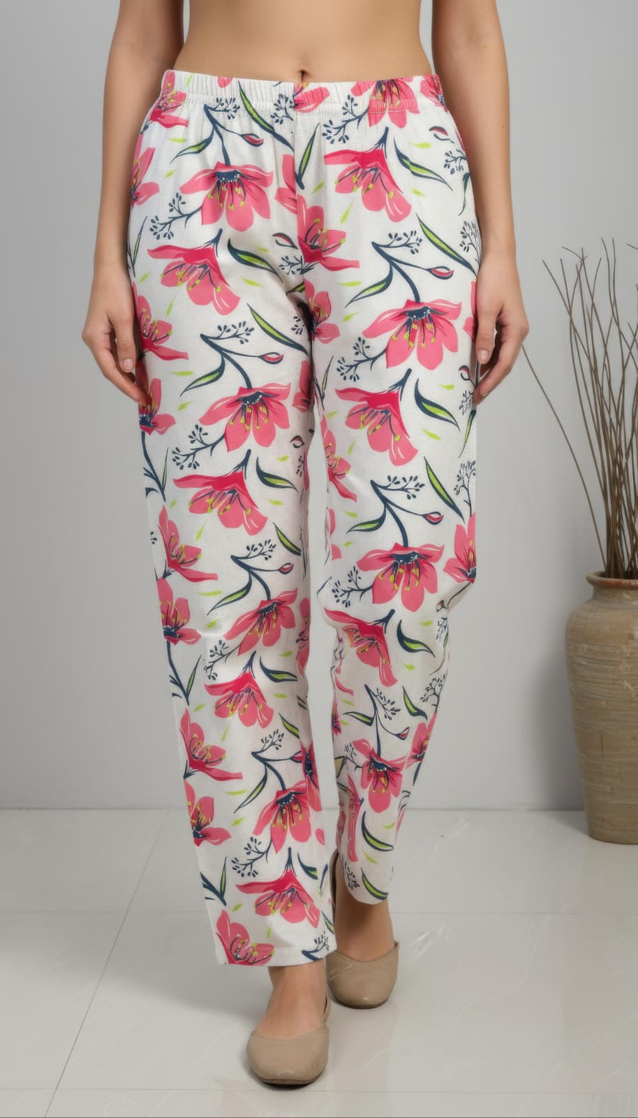 Red Cotton Flex Mini Palazzo