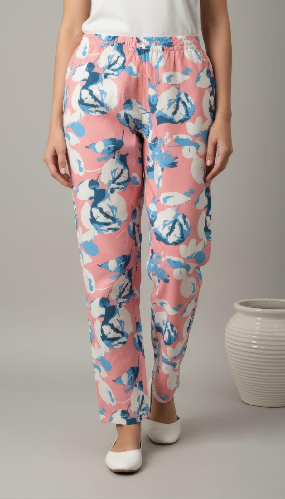 Light  Pink Cotton Flex Mini Palazzo