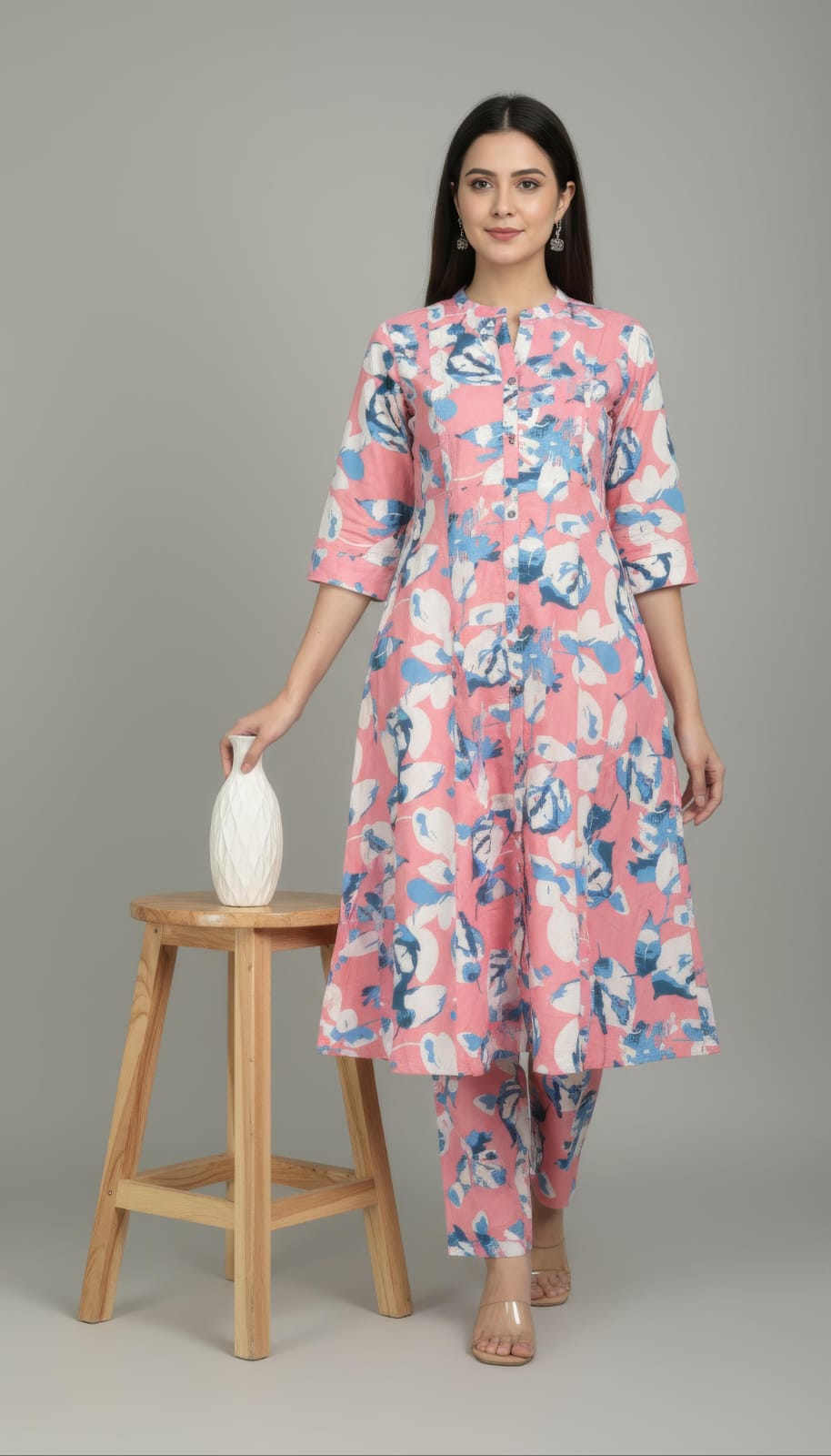 Light Rose Cotton Flex A-Line Co-Ord Set