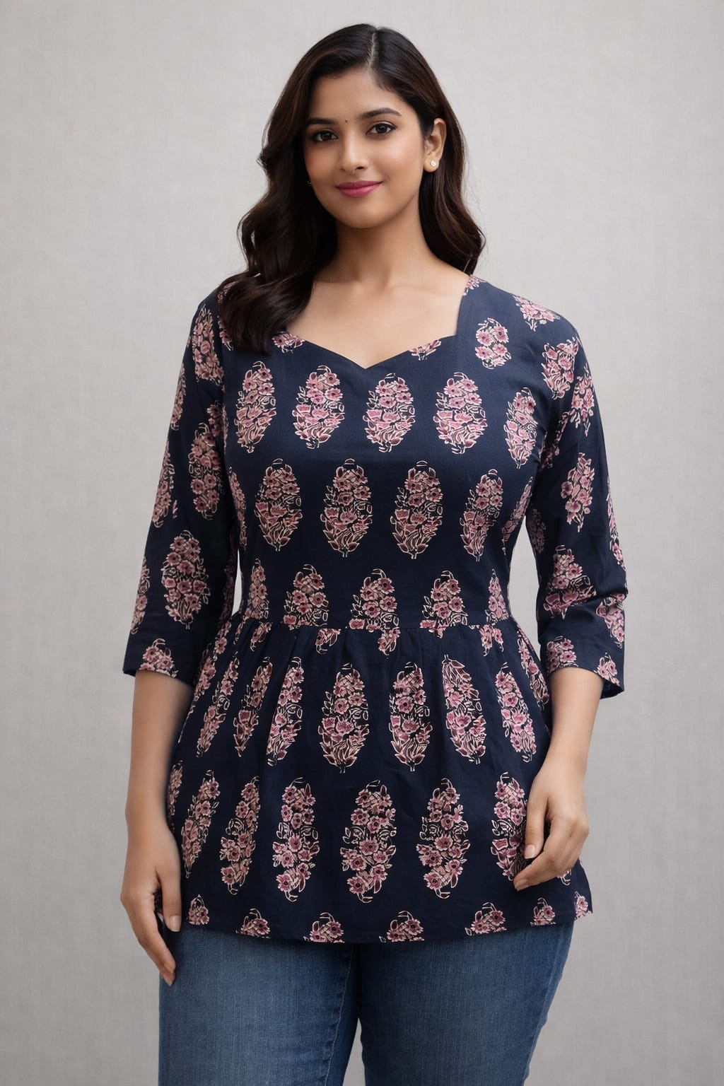 Black Pure Cotton Peplum Short Kurti