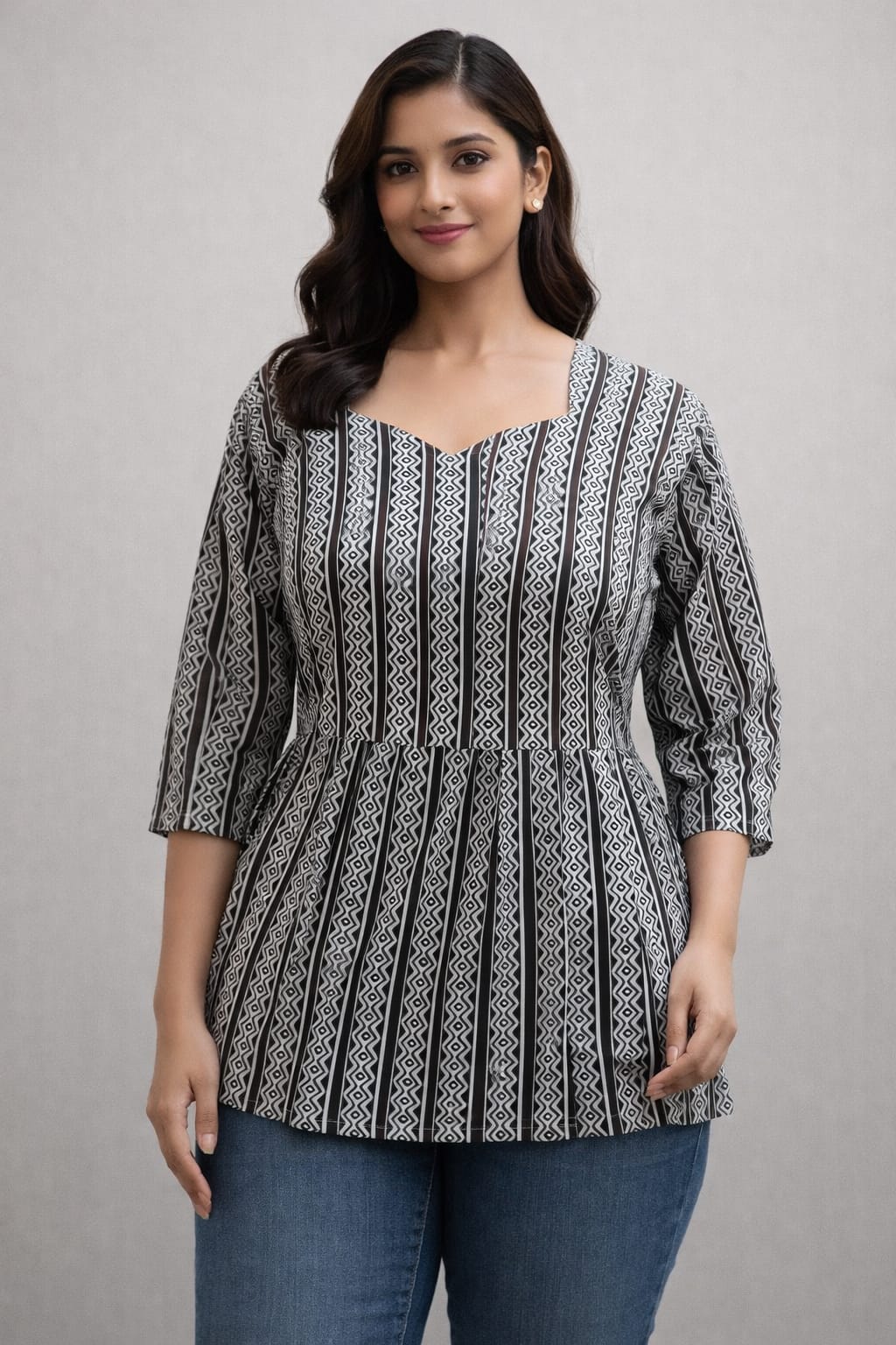 Army Green Pure Cotton Peplum Short Kurti