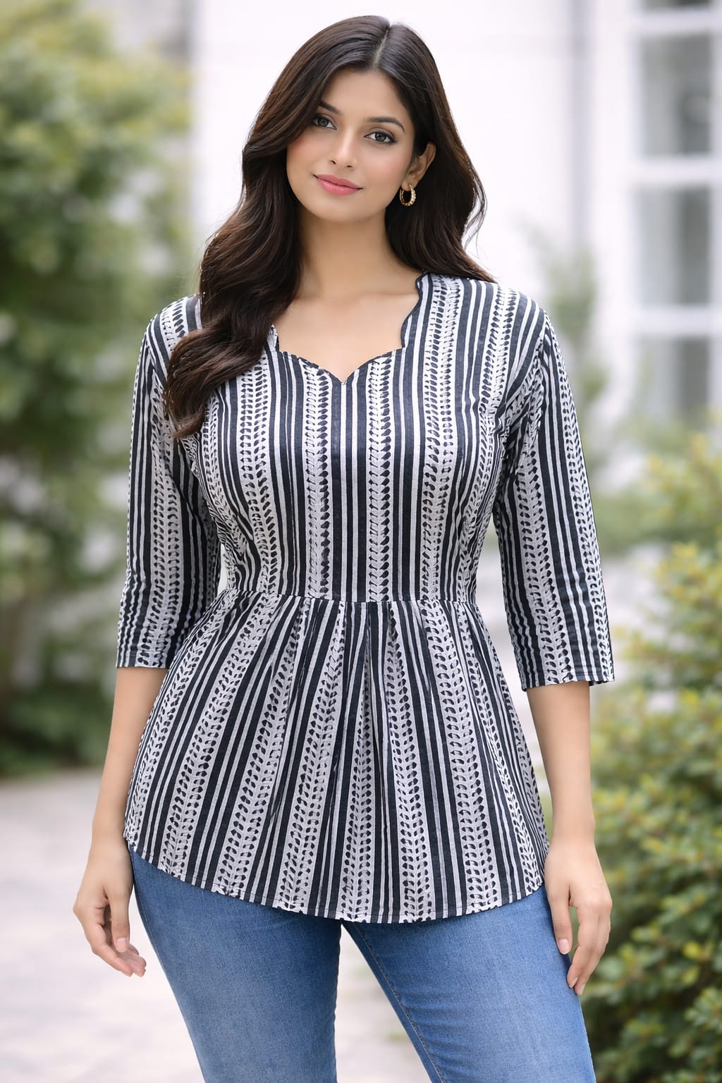 Black Pure Cotton Peplum Short Kurti