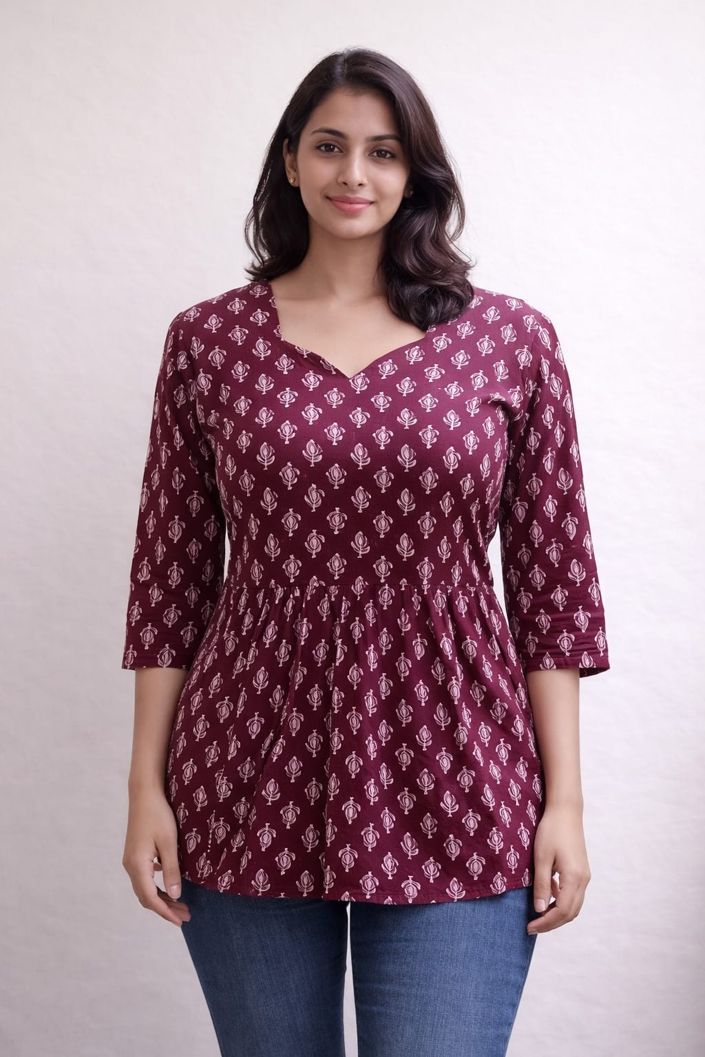 Rani Pink Pure Cotton Peplum Short Kurti