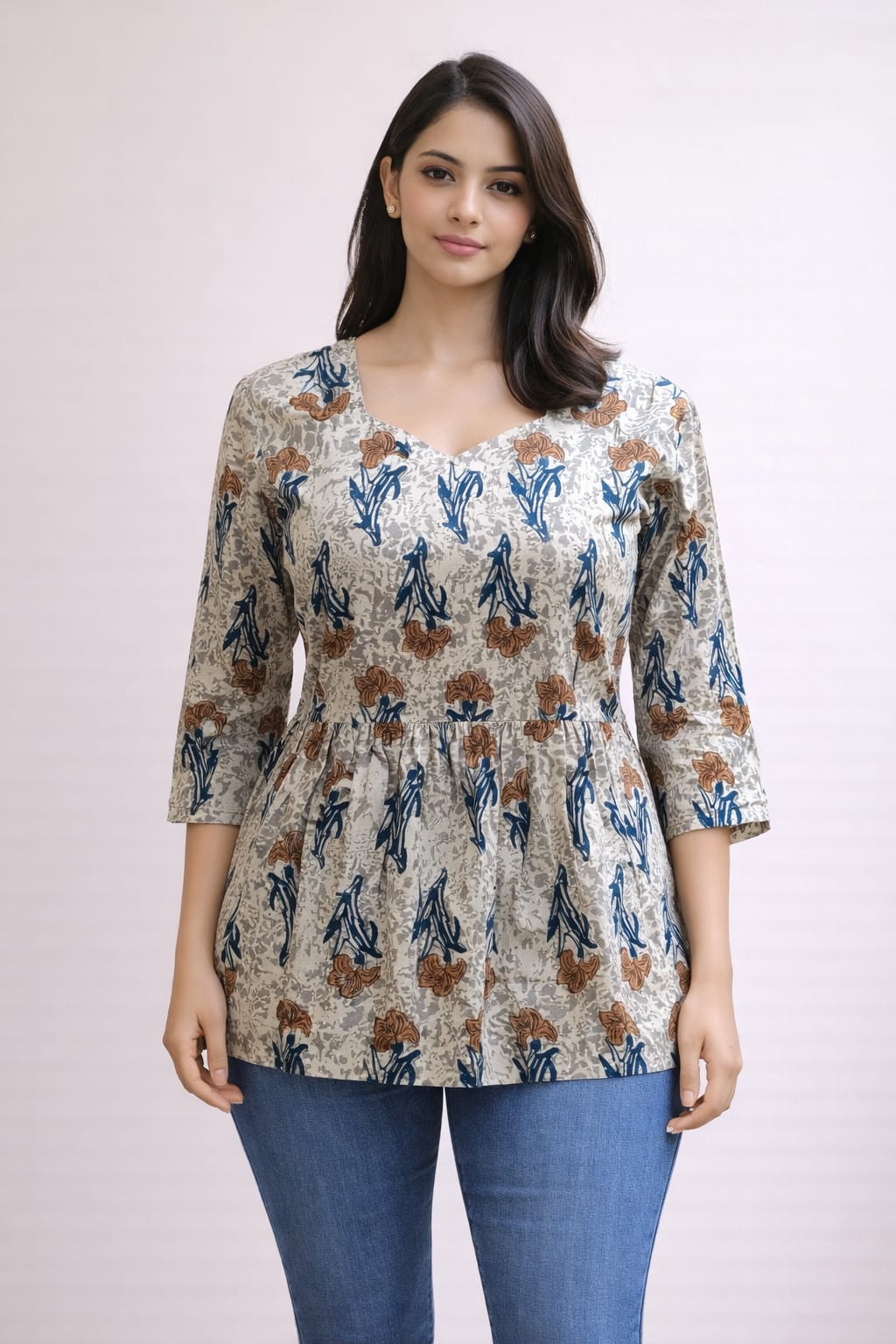 Sandal Pure Cotton Peplum Short Kurti