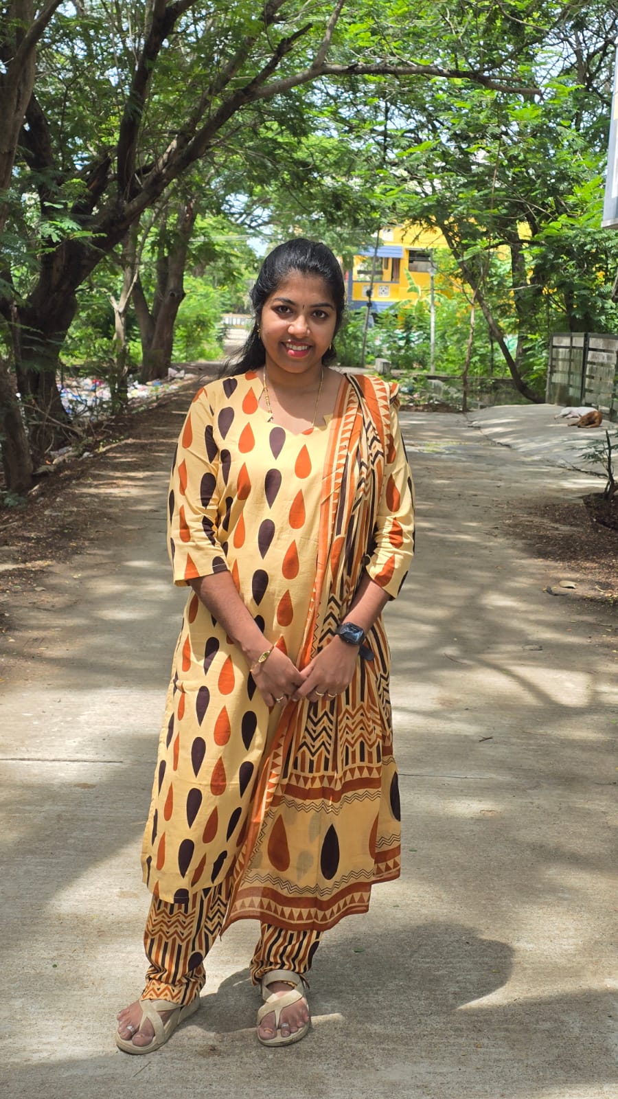 Light Cream Soft Printed Cotton 3 Piece Kurta Set With Lining for Women | Office & Daily Wear