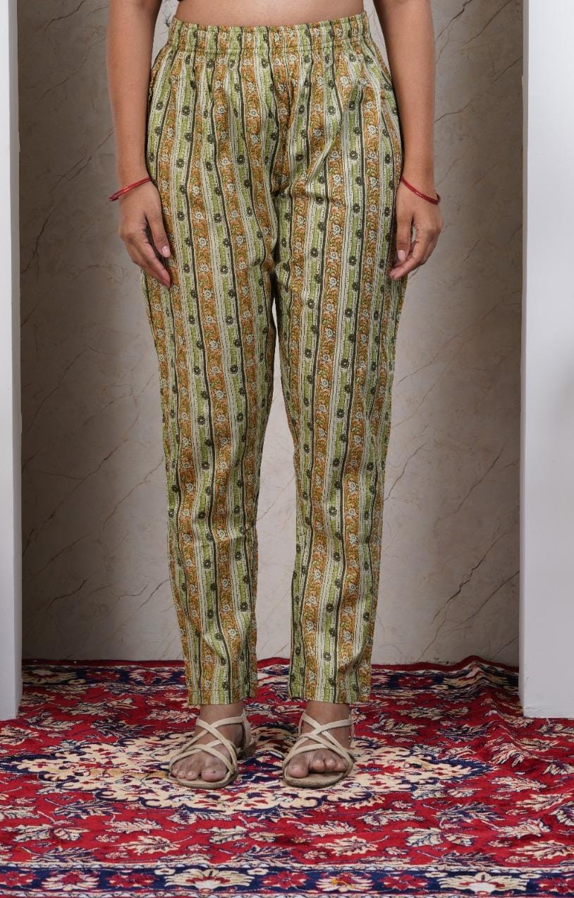 Green Soft Printed Cotton Kurta Pant  (Only Bottom)