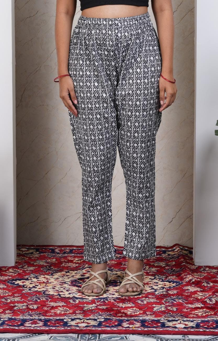 Black Soft Printed Cotton Kurta Pant (Only Bottom)