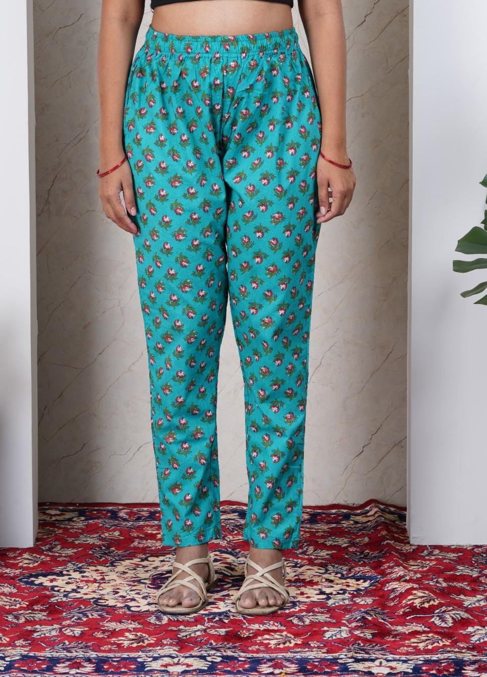 Teal Green Soft Printed Cotton Kurta Set for Women | Office &amp; Daily Wear