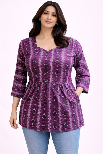 Majenta Pure Cotton Peplum Short Kurti
