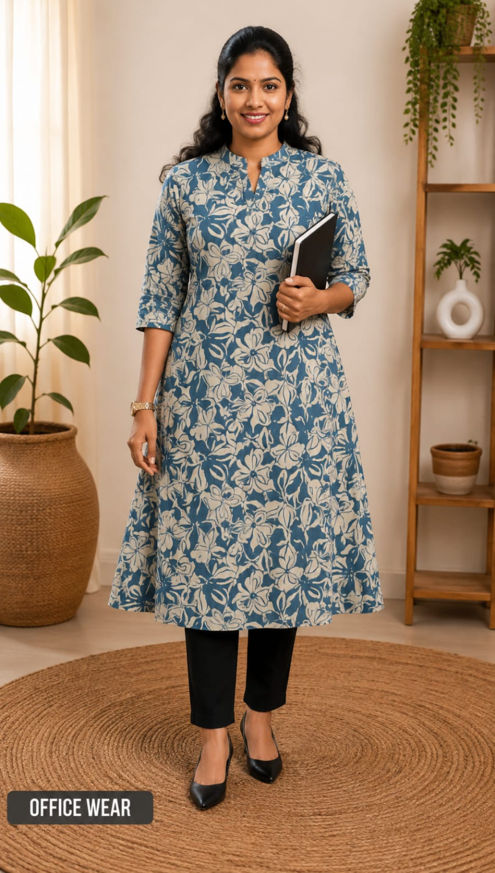 Blue Bagru Handblock A-Line Flared Kurta - Customization