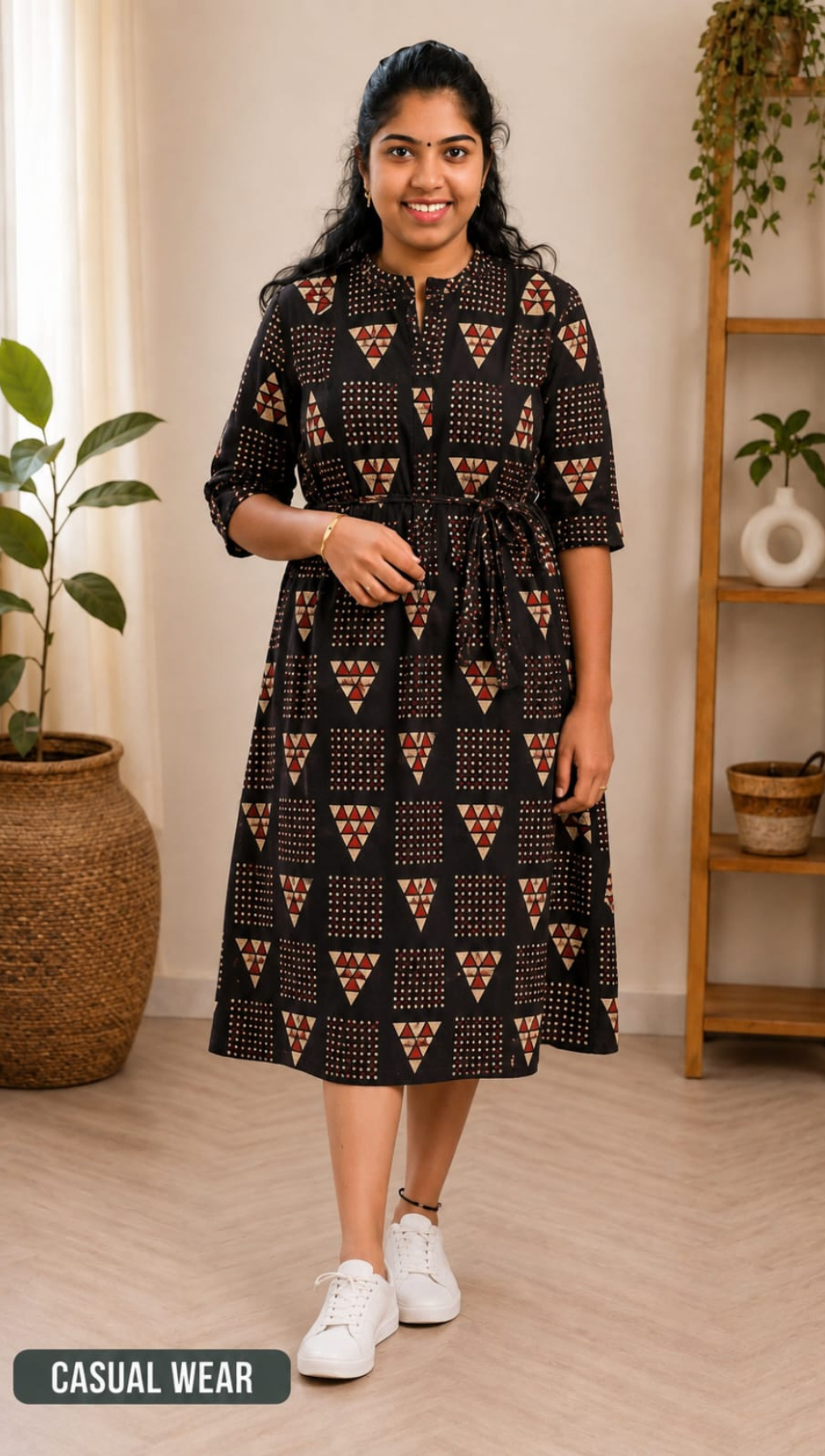 Black Ajrakh Cotton A-Line Flared Kurta - Customization