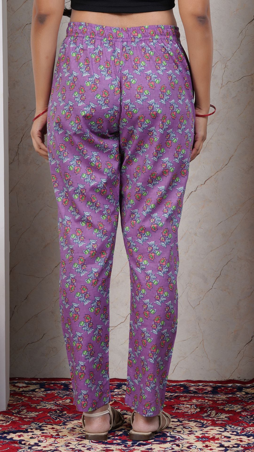 Lavender Soft Printed Cotton Kurta Pant (Only Bottom)
