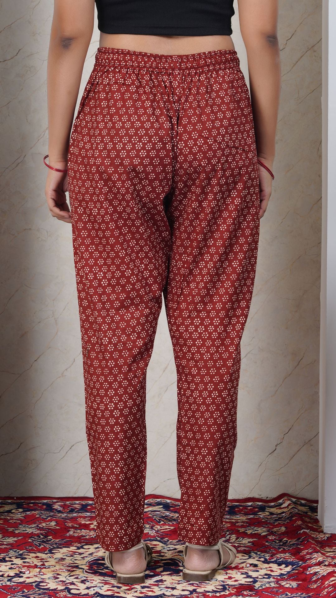 Maroon Soft Printed Cotton Kurta Pant (Only Bottom)