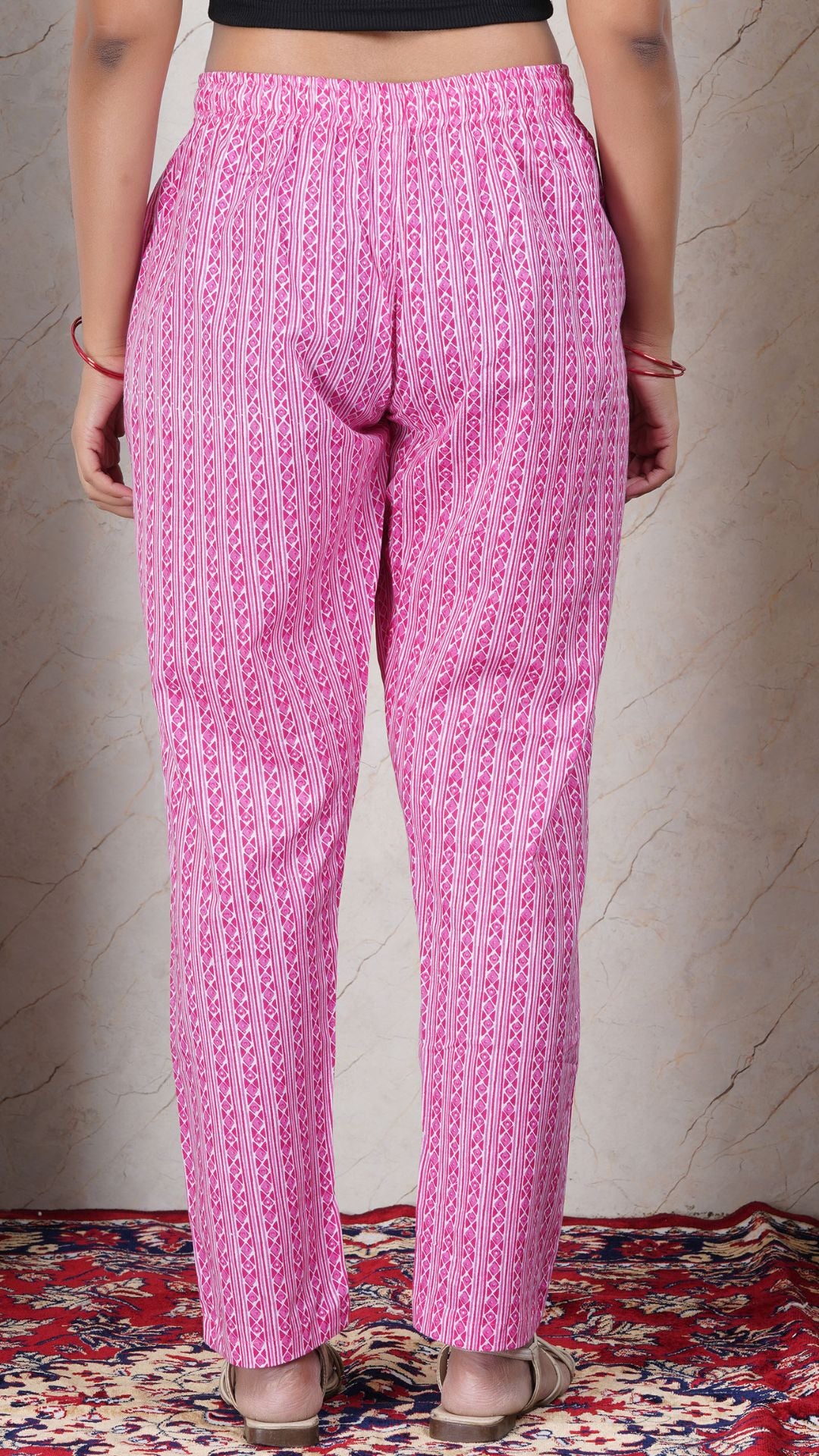 Pink Soft Printed Cotton Kurta Pant (Only Bottom)