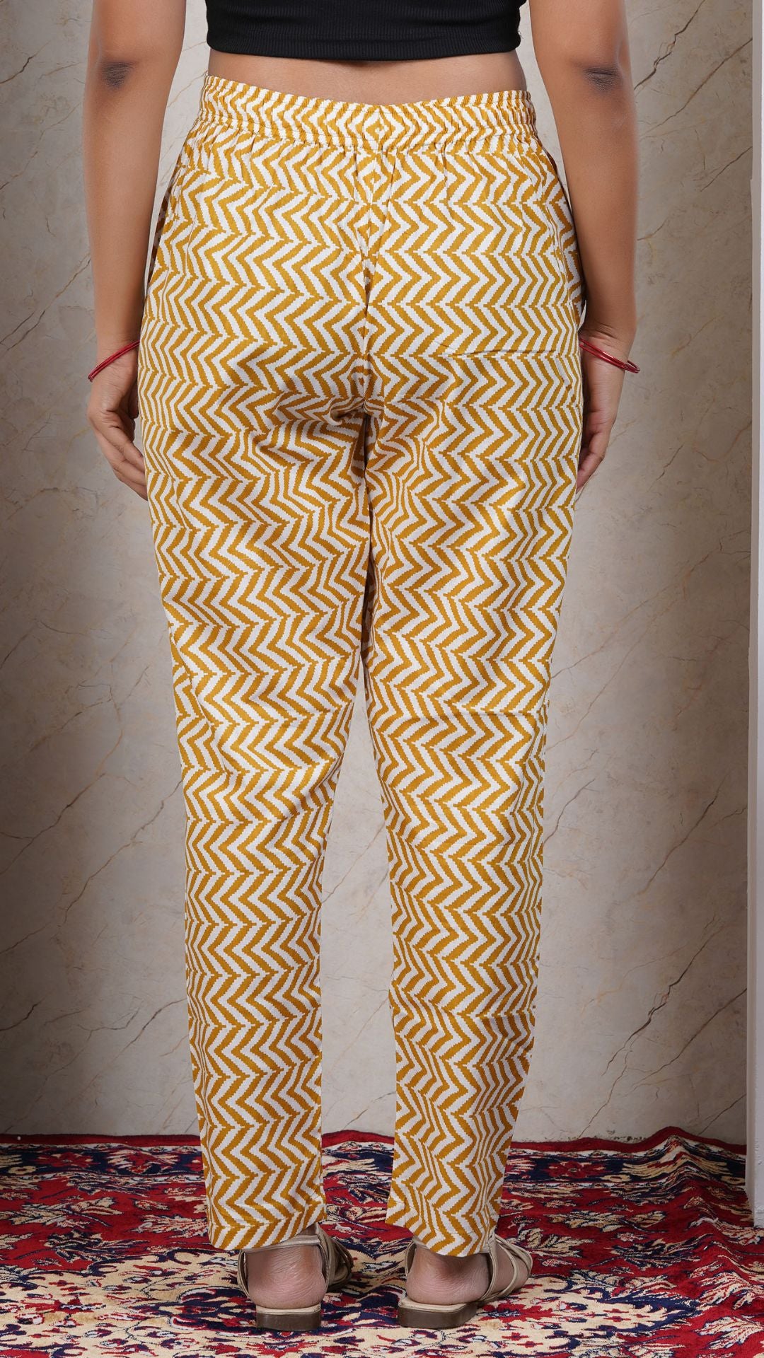 Yellow Soft Printed Cotton Kurta Pant (Only  Bottom)