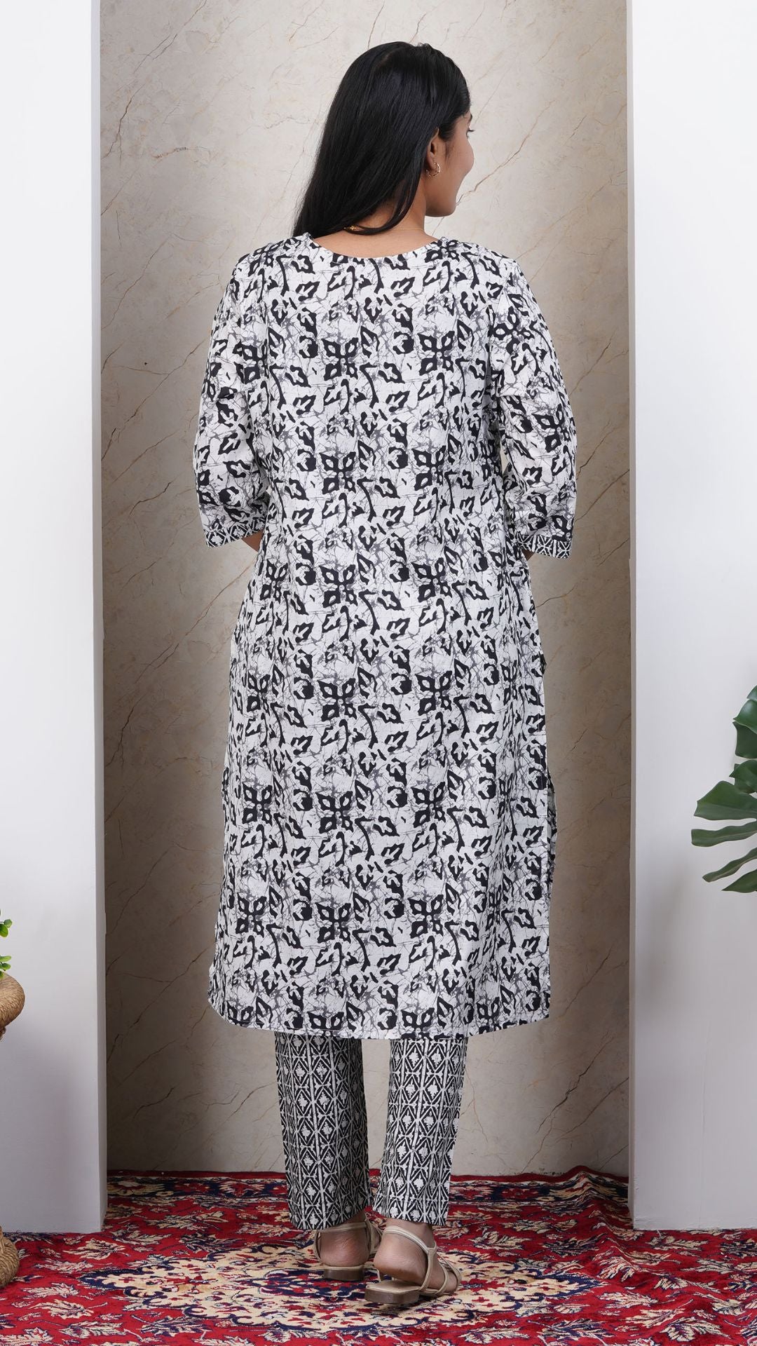 Black Soft Printed Cotton 3 Piece Kurta Set for Women | Office & Daily Wear