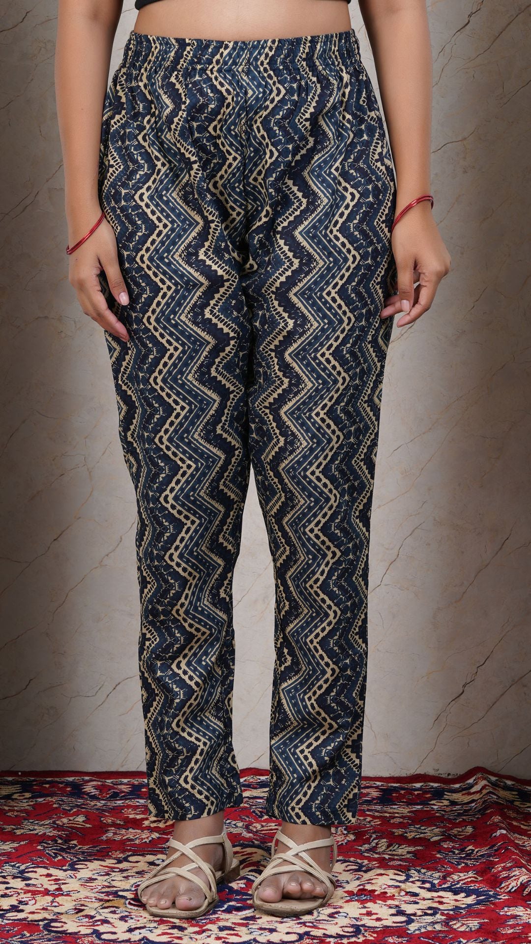 Navy Blue Soft Printed Cotton Kurta Pant (Only Bottom )