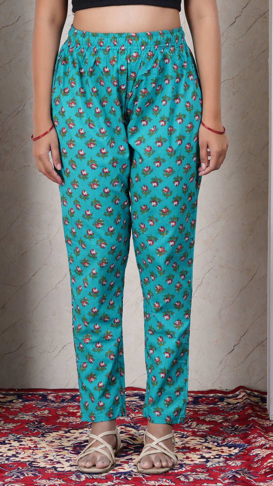 Teal Green Soft Printed Cotton Kurta Set for Women | Office &amp; Daily Wear