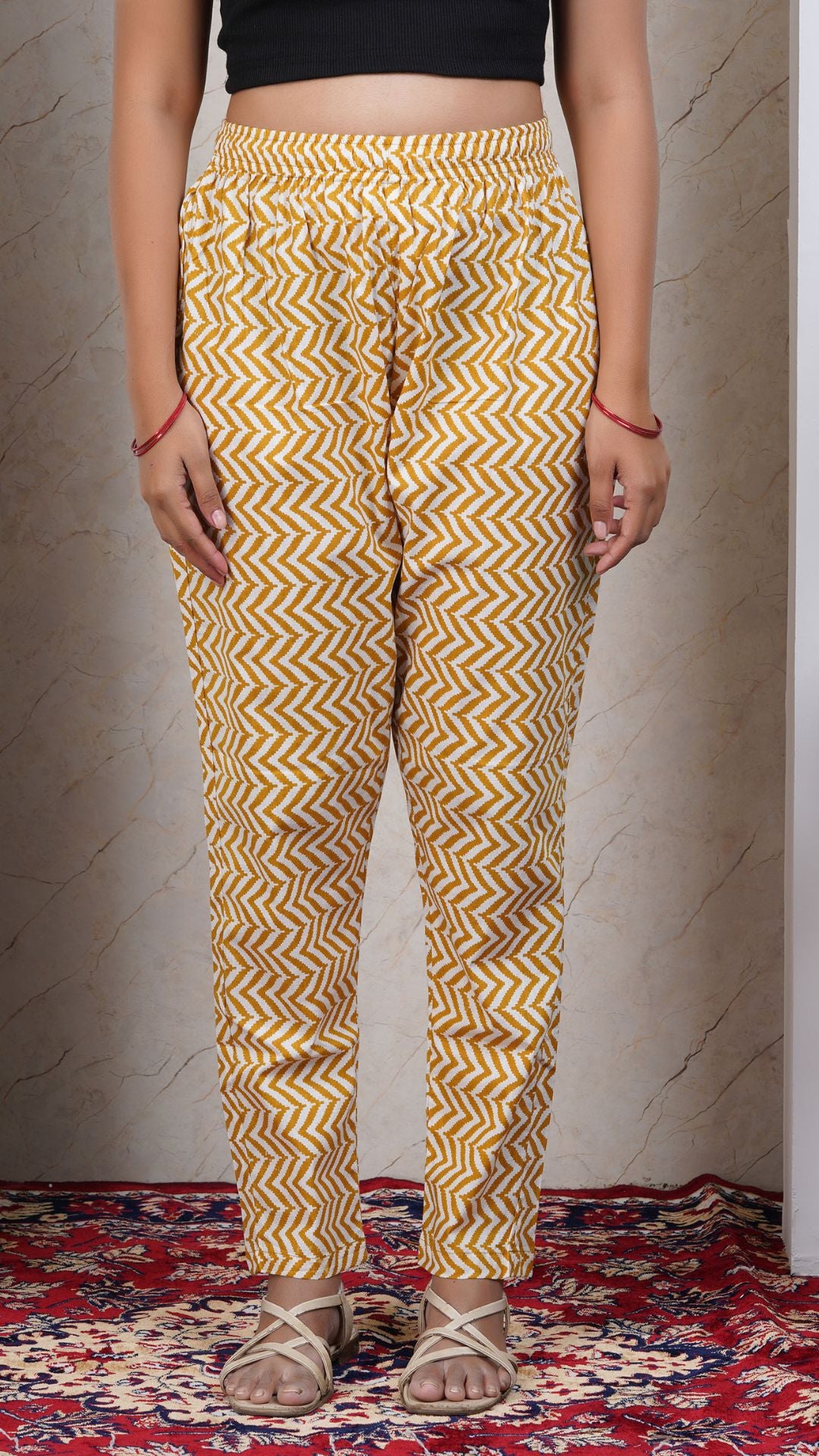 Yellow Soft Printed Cotton Kurta Pant (Only  Bottom)