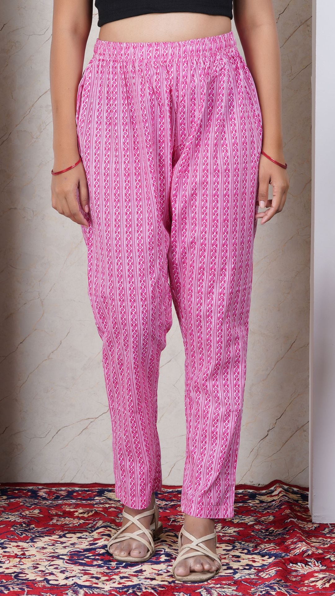 Pink Soft Printed Cotton 3 Piece Kurta Set for Women | Office & Daily Wear