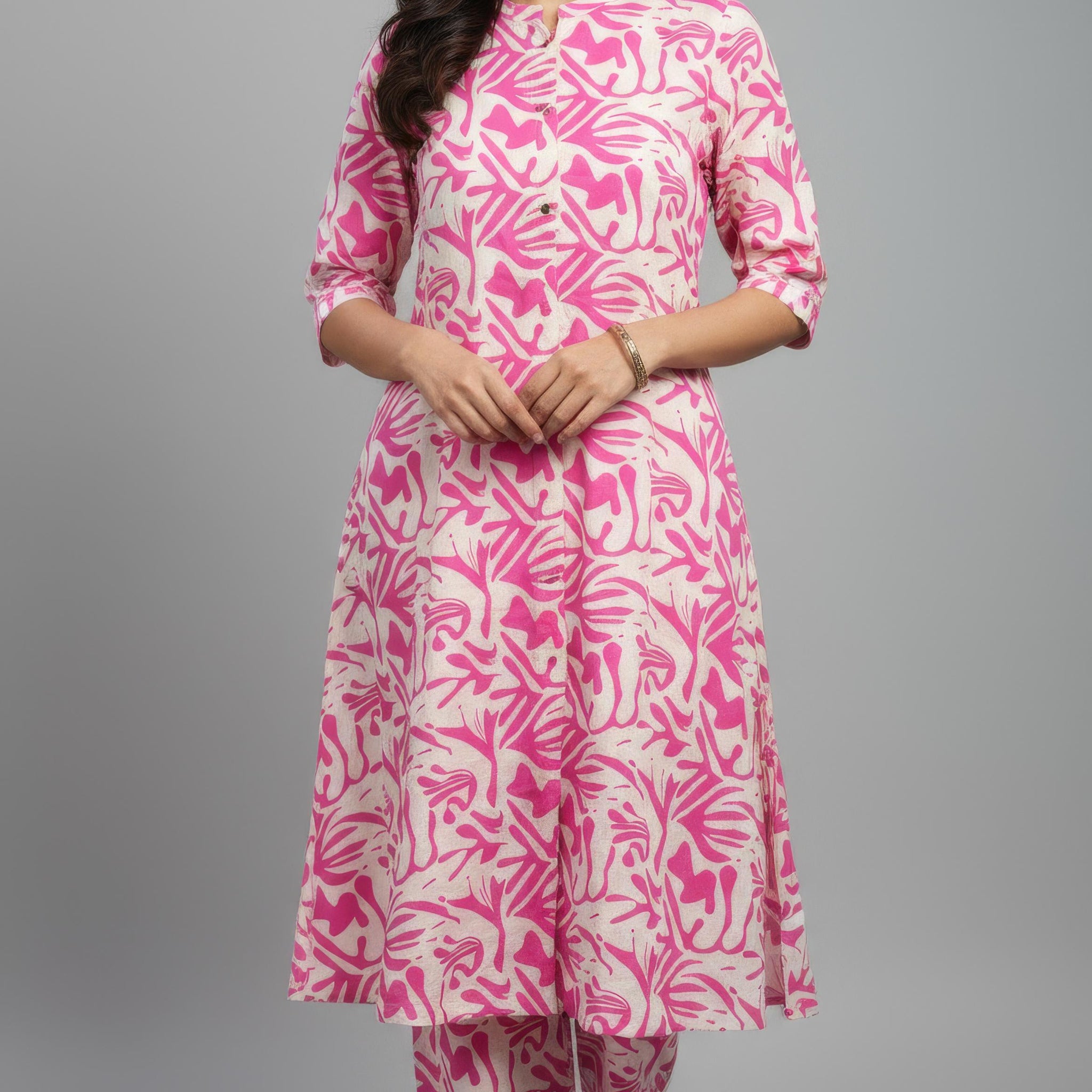 Light Pink Cotton Flex A-Line Co-Ord Set