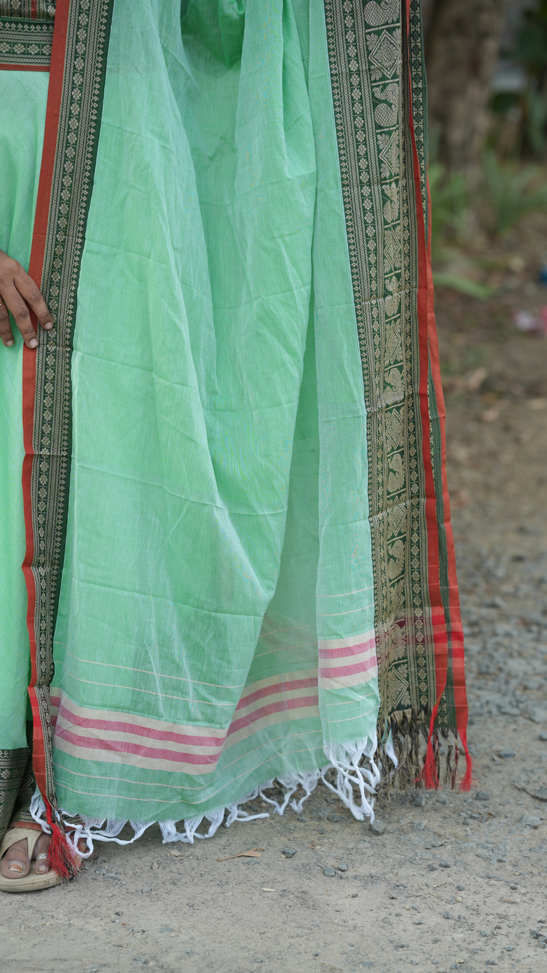Light Green Narayanpet Maxi with Dupatta - Festive Edit